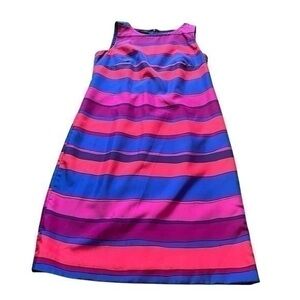 Blue and pink striped Talbots cocktail dress
